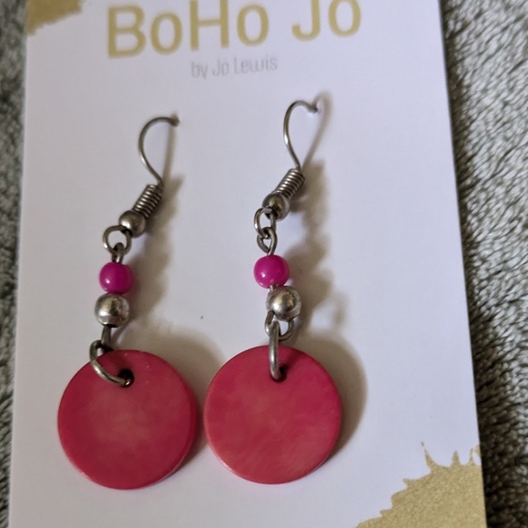 Red Tagua Nut Earrings - Picture 2 of 3